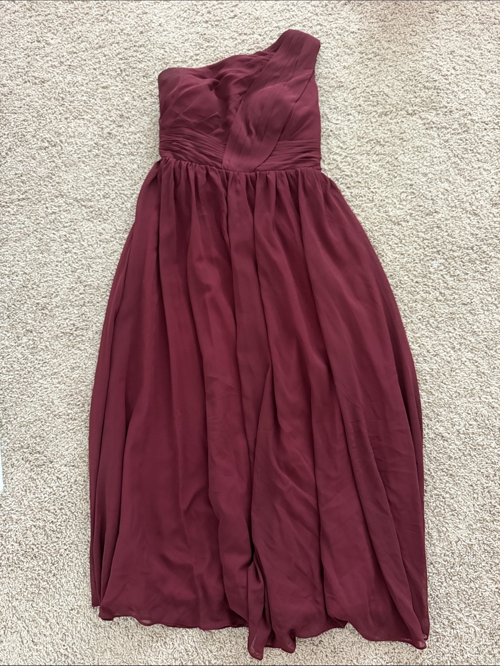 One-Shoulder Burgundy Formal Gown